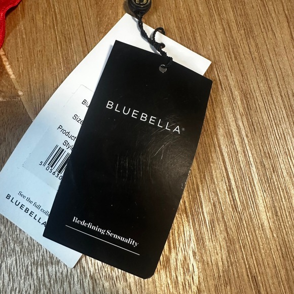 Bluebella Red Lace Trimmed Mesh Bra Thong Lingerie Set Womens Size L - Picture 9 of 12